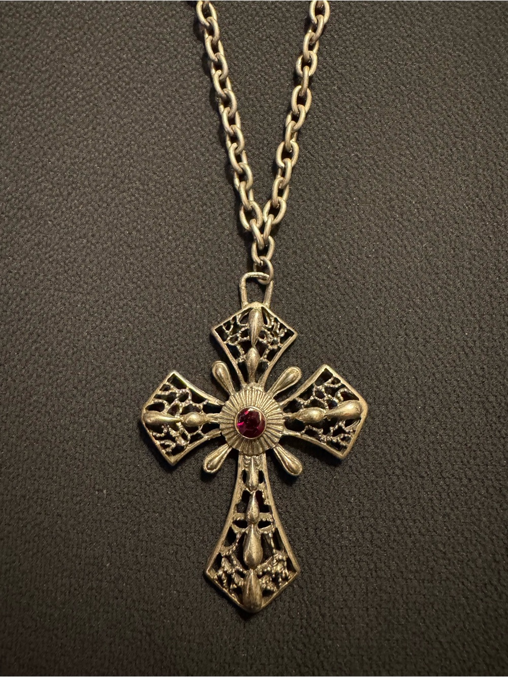 Gothic Cross Necklace - Medieval Costume - 18”